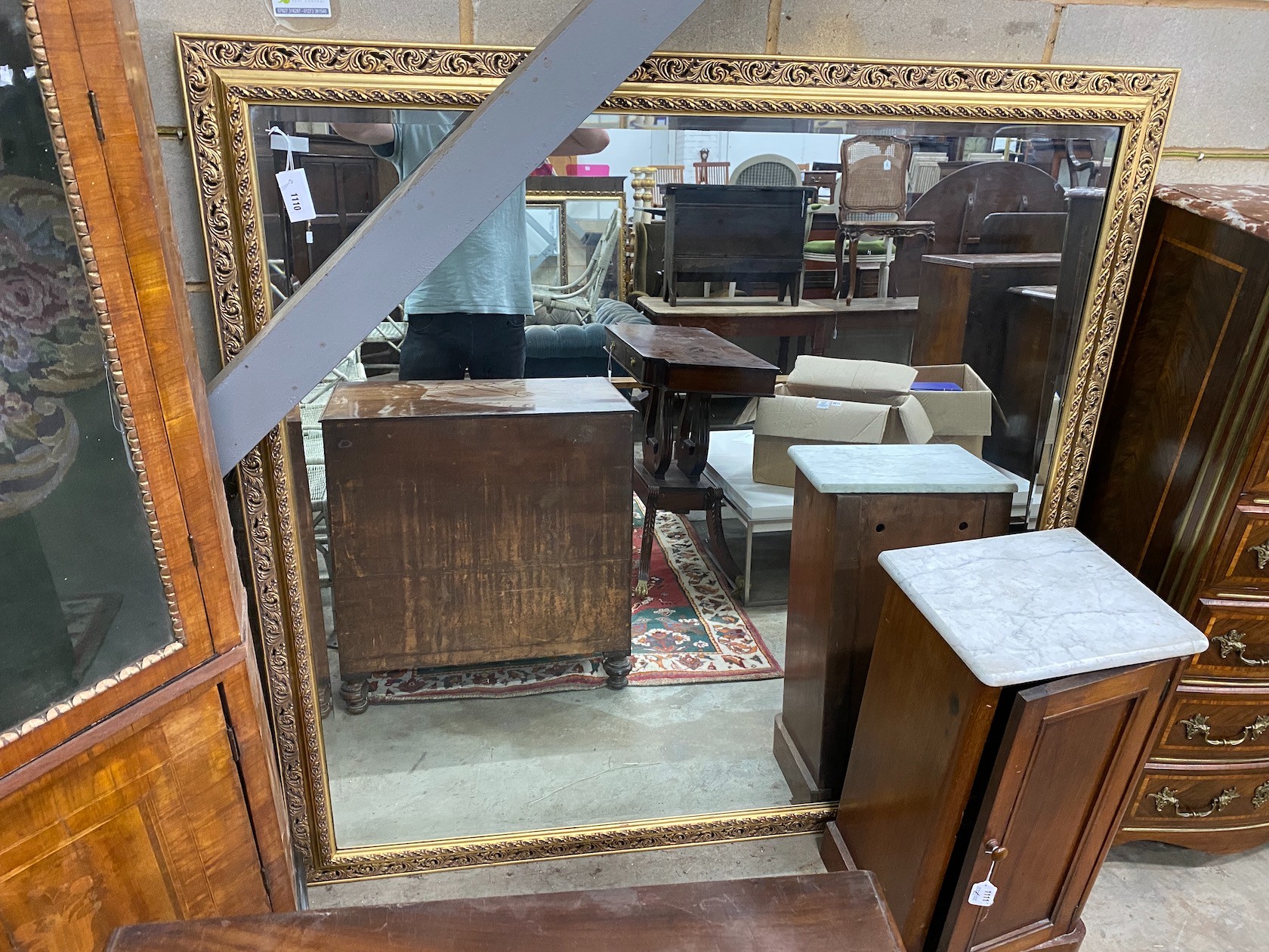 A large Victorian style rectangular gilt frame wall mirror, width 152cm, height 154cm